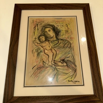 Serigrafía cubana virgen y bebé del icónico artista HAVANA CUBA RENE PORTOCARRERO Foto 1 de 2