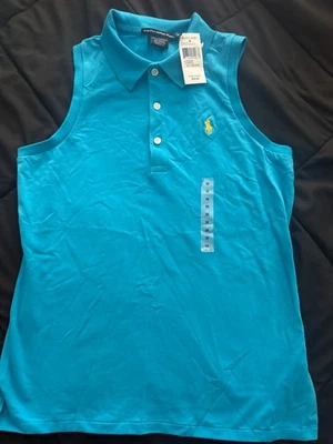 NWT Ralph Lauren Sport Polo Turquoise Blue Sleeveless Shirt Golf Tennis Size M - Image 1 of 4