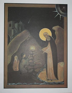 Saint Herman of Alaska blessing the children Icon Print 20" x 15 3/4" - Picture 1 of 1