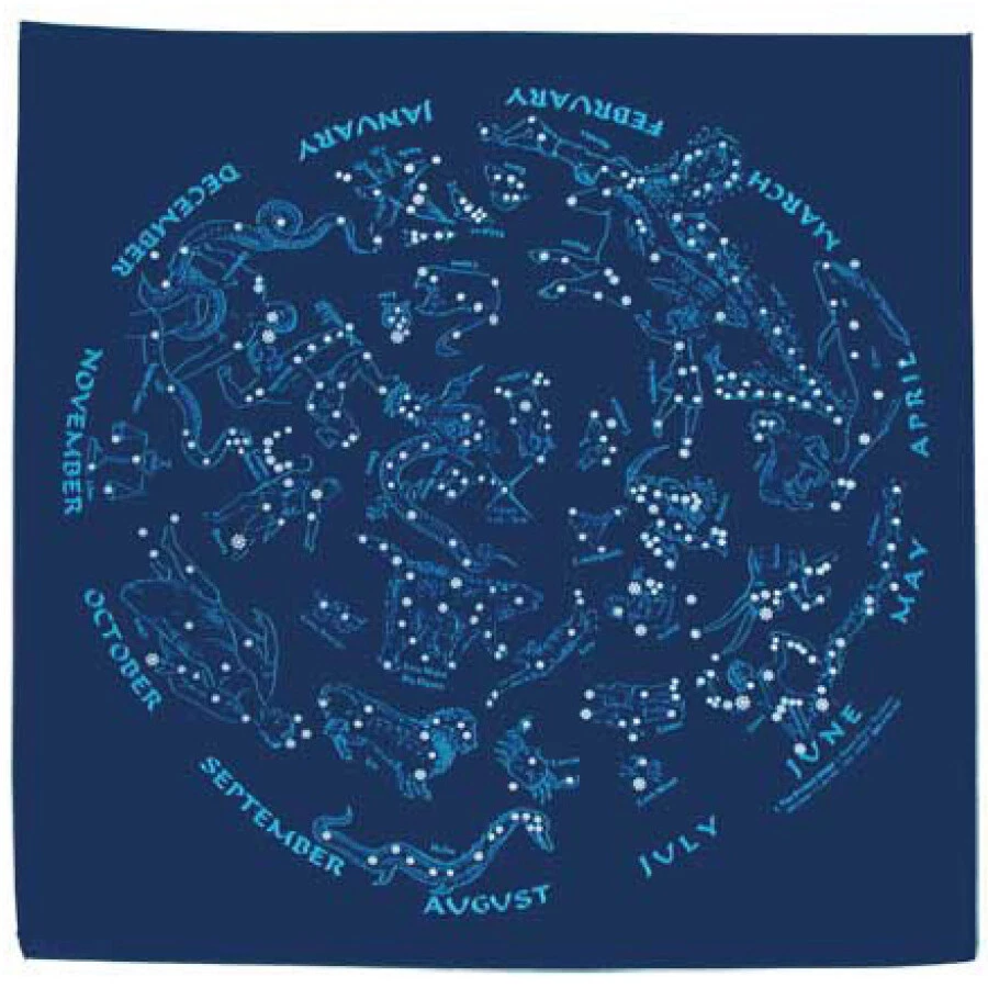 Imagen Impresa Estrellas Bandana 22" x 22" Azul Marino Constelaciones Horóscopo Espacio Foto 1 de 1