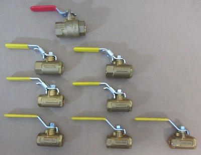 Lot of 8 Ball Valves, 3/4", 1/2", 3/8" 1/4" , BRS (Brass), 600WOG - Image 1 of 4