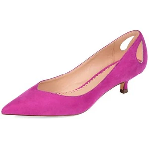 Journee Womens Goldie Pointed Toe Kitten Heel Pumps Magenta - Picture 1 of 6