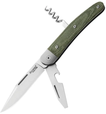 LionSTEEL Jack Pocket Knife Bohler M390 Steel Blades Green Canvas Micarta Handle - Image 1 of 4
