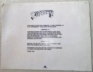 Gran conjunto de anuncios de periódico de películas de Warner Brothers Superman II (8) hojas de 19" x 25" - Imagen 1 de 5