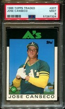 1986 TOPPS TRADED #20T JOSE CANSECO RC ATHLETICS PSA 9 B3151301-324