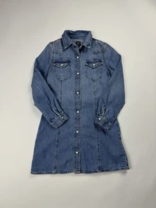 Gap Girl’s Denim Shirt Dress Long Sleeve Snap Front Medium Wash Size Med 8-9 - Picture 1 of 7