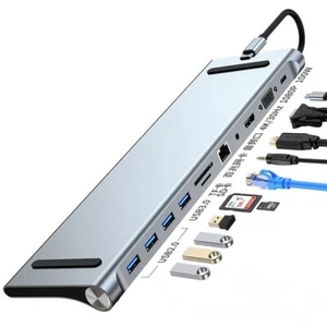 USB-C Docking Station Hub 4K Dual Display, 100W PD, RJ45, VGA for Laptop - Picture 1 of 7