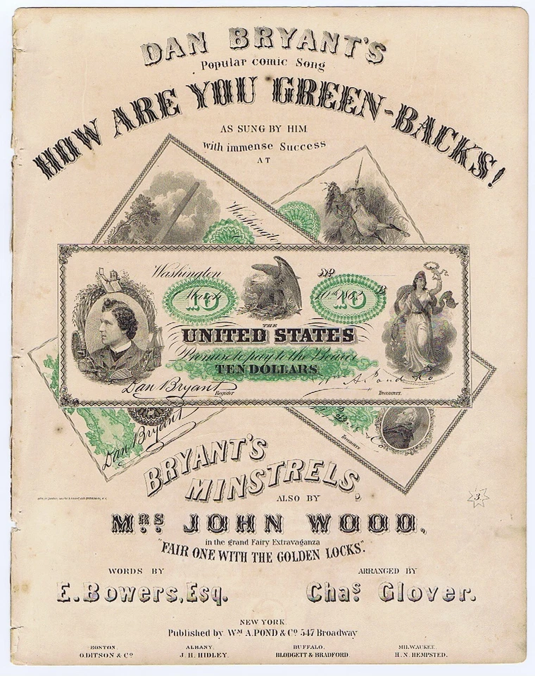 GREENBACKS! Civil War currency! - Lincoln related print - Scarce! 1863 - NICE! - Image 1 of 3