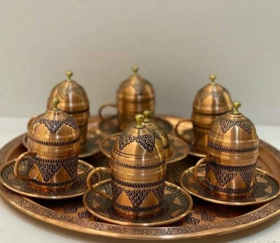 Handmade copper Turkish coffee cup set, Espresso Cup, porcelain coffee cups - Image 1 of 4