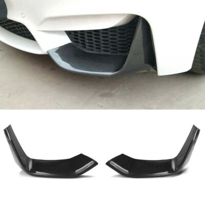 2 PCS ADD-ON CARBON FIBER FRONT BUMPER SPLITTERS LIP FOR 15-19 BMW F82 M4 F80 M3 - Image 1 of 4