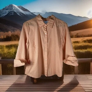 Eddie Bauer Womens 3/4 Sleeve Plaid Button-Down Shirt Sz XL Roll Up Sleeves - Picture 1 of 11