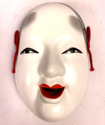 Máscara Noh Cerámica Pequeña Miniatura Japonesa Belleza Koomote y Caja Foto 1 de 4