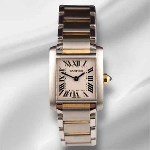 Cartier Tank Francaise 20mm Quartz Ladies 18k Gold & Steel Watch White Dial 2384 - Picture 1 of 11