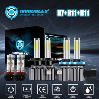 6 piezas faros LED H7 H11 H8 + luz antiniebla blanca para Hyundai Santa Fe XL 2013-2016 Foto 1 de 4