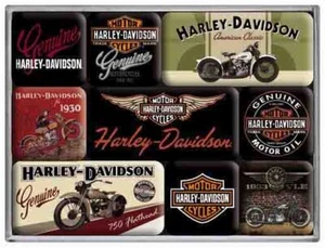 9 pc Magnet Set 'HARLEY DAVIDSON MOTORCYCLES' BIKES Licensed by NOSTALGIC ART - Bild 1 von 5