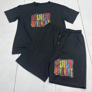 Shein Black Built Different Graphic Tee & Short Outfit Youth Boys Size 12 - Picture 1 of 8