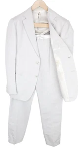 SUITSUPPLY Havana Patch Mens Suit UK40S Grey 2 Pc Melange Slim Linen Cotton - Picture 1 of 18