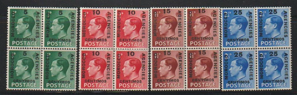 MOROCCO AGENCIES STAMPS 1936 KEVIII OVPTD SPANISH BLOCKS OF 4 X4 MNH - BC13 - Image 1 of 1