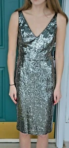 Neu mit Etikett Marina Cocktail Party metallisch Pailletten ärmelloses Kleid Größe Small - Bild 1 von 3