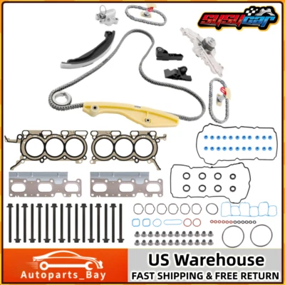 Head Gaskets Kit Timing Chain Kit + Water Pump for 2011-2013 Ford Edge 3.5L V6 Foto 1 de 4