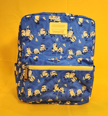 Loungefly Despicable Me Minions All-Over Print Nylon Square Mini Backpack NEW - Image 1 of 4