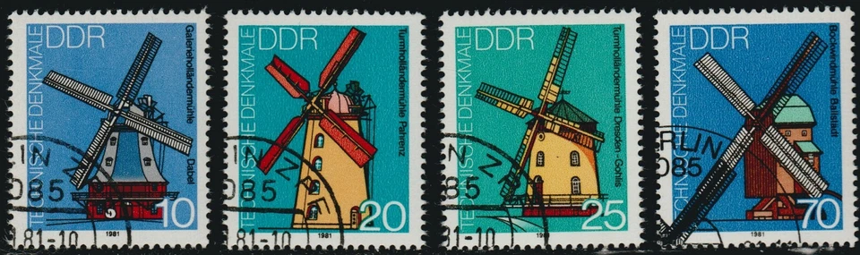 DDR 1981 SC# 2227 - 2230 - Windmill - Complete Set of 4 Stamps Used Lot # 178 - Image 1 of 1