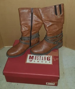 ORIGINAL MUSTANG STYLE DENIM DAMEN STIEFEL GR.38 BRAUN NEUWERTIG MIT DEFEKT - Bild 1 von 15