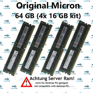 Micron 64 GB (4x 16 GB) 2133 DDR4 ECC HPE Cloudline CL1100 CL2100 G3 Server RAM - Bild 1 von 1
