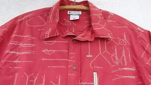 Camicia Columbia Outdoor Uomo L Rossa 100% Cotone Nodi Tutti i Tipi Una Tasca Come Nuova - Foto 1 di 7
