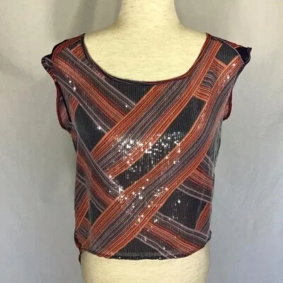 American Rag Size XS Blouse Aspen High Low Sequins Top Multicolor Party Holiday - Image 1 of 4