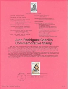 FDC stamp # 2704 29 cent JUAN RODRIGUEZ CABRILLO 1992 USPS Souvenir Page 9235  - Picture 1 of 1