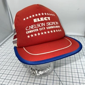 Elect C Nelson Sigmon Conover City North Carolina Hat Vintage Snapback 3 Stripe - Picture 1 of 12