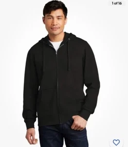 District Fleece Full-Zip Hoodie DT6102 Black Full Zip Jacket New Large - Picture 1 of 6