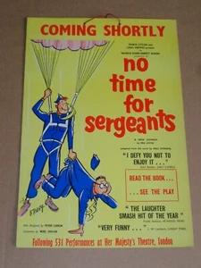No Time For Sergeants 1958 Coventry Theatre Window Card (Leslie Dwyer) - Picture 1 of 1