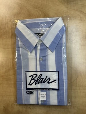 Camisa de vestir Blair mediana a rayas azules y blancas con botones para hombre nueva con etiquetas Foto 1 de 4