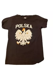 Polska Graphic Eagle T-Shirt S Fruit Of The Loom Black & White Cotton Blend - Picture 1 of 7