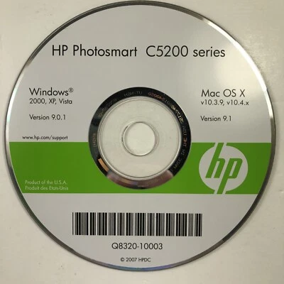 HP Photosmart Printer C5200 Series Set Up CD Windows XP Vista Mac OS X - Image 1 of 3