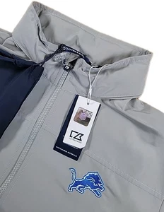 Detroit Lions Jacket Mens Large TALL CUTTER AND BUCK FULL ZIP WINDBREAKER NWT - Picture 1 of 8