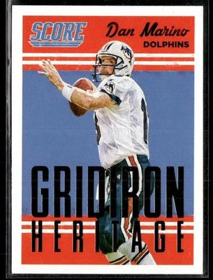 Tarjeta de fútbol americano 2015 Score #10 Dan Marino Gridiron Heritage Dolphins 3102G Foto 1 de 2