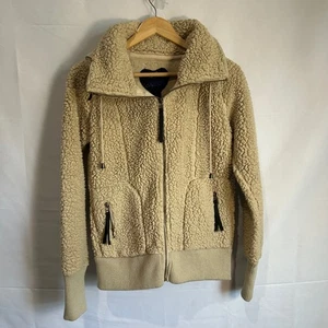 BB Dakota Jack Beige Teddy Bear Fleece Hooded Jacket Women's size M with hood - Picture 1 of 10