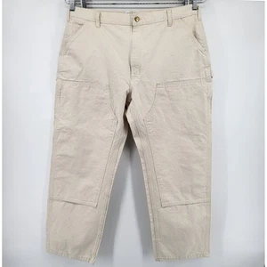 Carhartt Mens Double Knee Work Painters Pants Natural Canvas Size 42x30 Dungaree - Picture 1 of 7