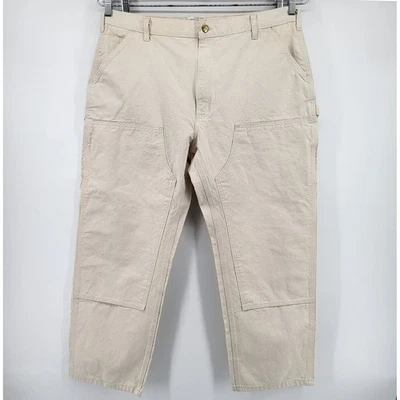 Carhartt Mens Double Knee Work Painters Pants Natural Canvas Size 42x30 Dungaree - Image 1 of 4
