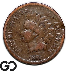 1873 Indian Head Cent Penny, Open 3 - Picture 1 of 3
