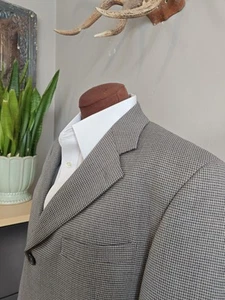 🇮🇹 Pronto Uomo Mens 40R Three Button Wool Sports Coats Blazer Gray Houndstooth - Picture 1 of 11