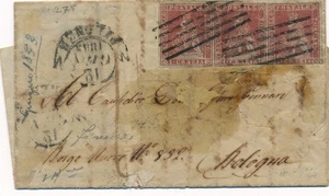 Toskana 1853 Brief mit Streifen von 3 Stück 1 Crazia Nr.4 Florenz nach Bologna - Bild 1 von 4