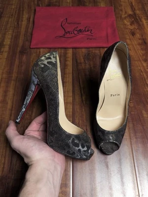 Christian Louboutin Very Prive Leopard Peep Heels Women Sneakers - Size 39CL 9US - Image 1 of 4