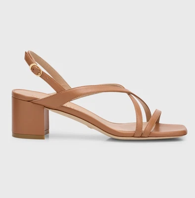 NWD $550 Stuart Weitzman Oasis 50 Block Sandal Brown Leather Women's US6.5B/EU37 - Image 1 of 4