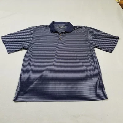 Camisa Polo Pebble Beach Para Hombre Talla L Azul Rayas Golf Poliéster Rendimiento Foto 1 de 4