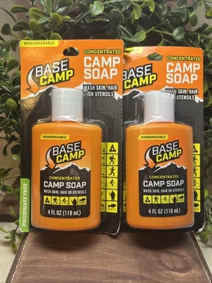NEW 2 x Base CAMP Biodegradable CAMP SOAP - 4oz BOTTLE Wash Skin, Hair, Utensils - Image 1 of 2