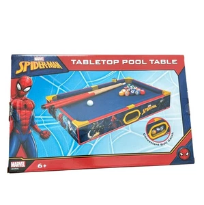 Marvel Spider-Man Tabletop Pool Table Kids 6+ Blue/Red Arcade Game Compact Desig - Picture 1 of 4
